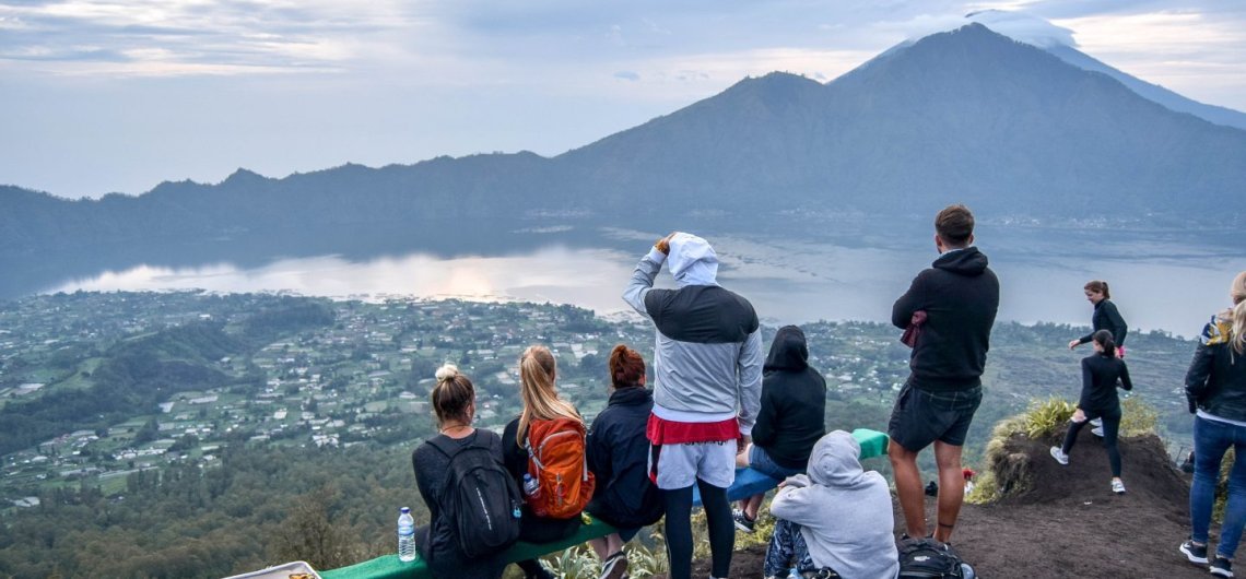 trekking to see sunrise at Mount Batur