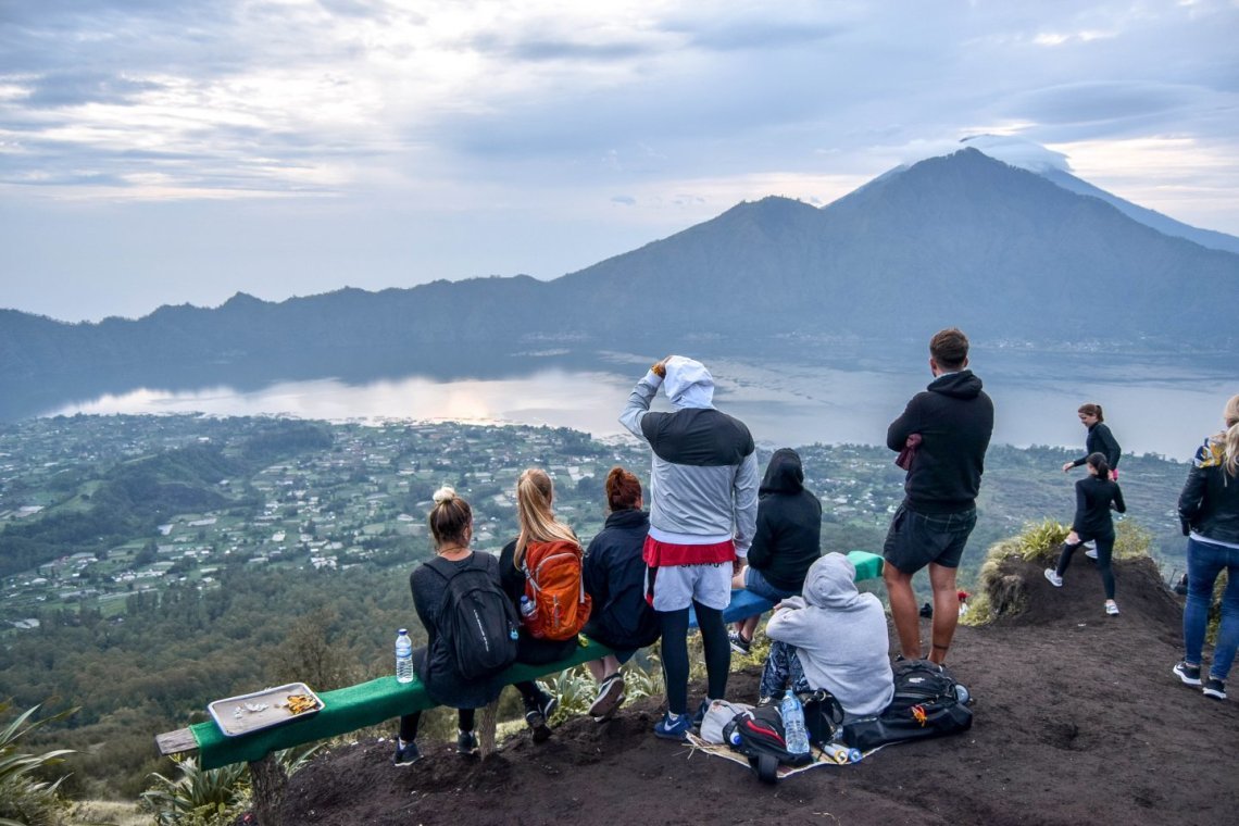 trekking to see sunrise at Mount Batur