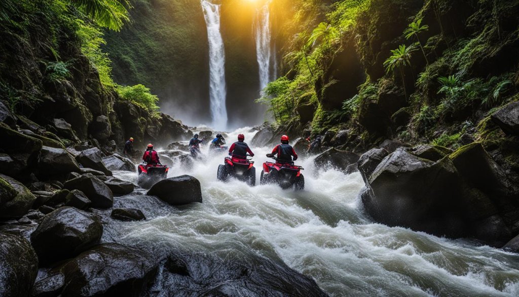 Bali ATV Quad Bike Through Tunnel, Waterfall And White Water Rafting Combination