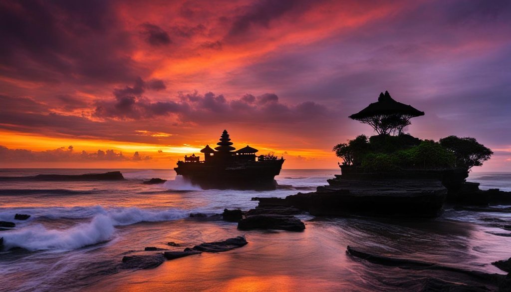 sunset at Tanah Lot Temple