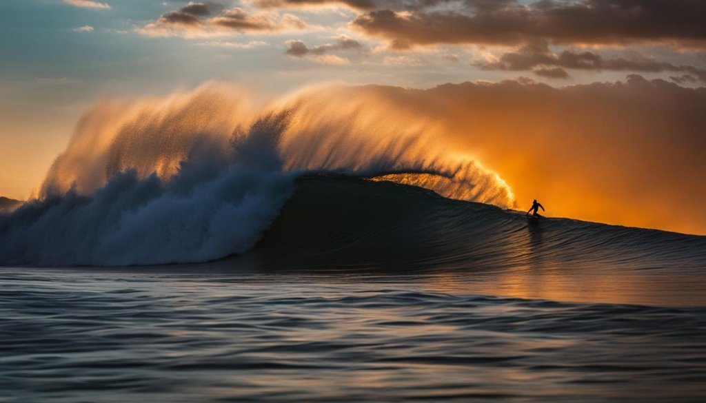 Surfer catching a wave in Canggu