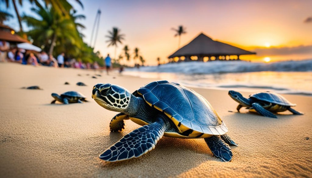 baby turtle release in Sanur