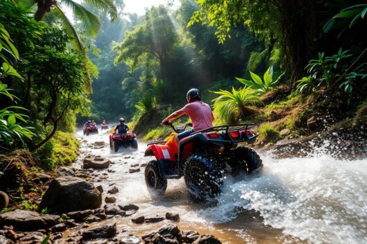 Bali atv with waterfall