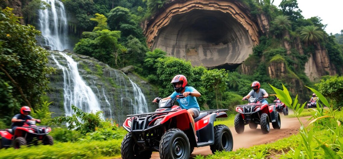 Bali quad bike with waterfall and gorilla cave